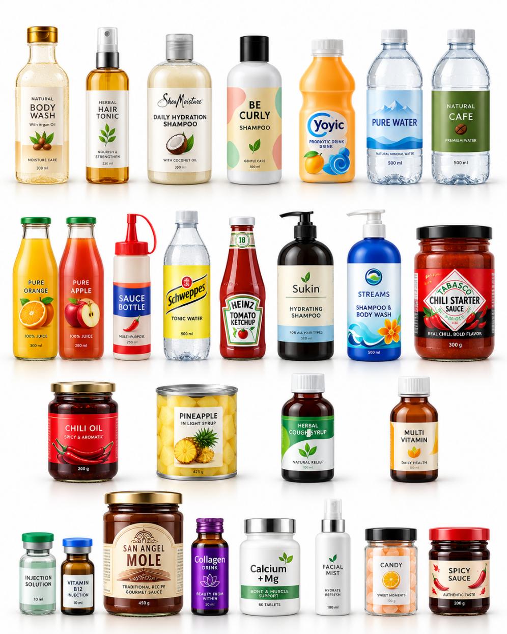 Container and product examples from the corresponding equipment document